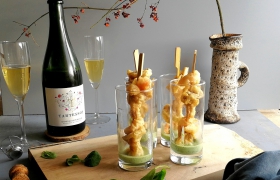 Feestelijke tempura van oesterzwam en garnaal