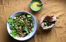 Winterposteleinsalade met gegrilde groenten