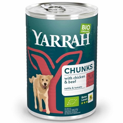 Hond brokjes vlees saus brandnetel tomaat YARRAH