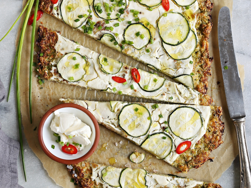 Bloemkoolpizza met courgette