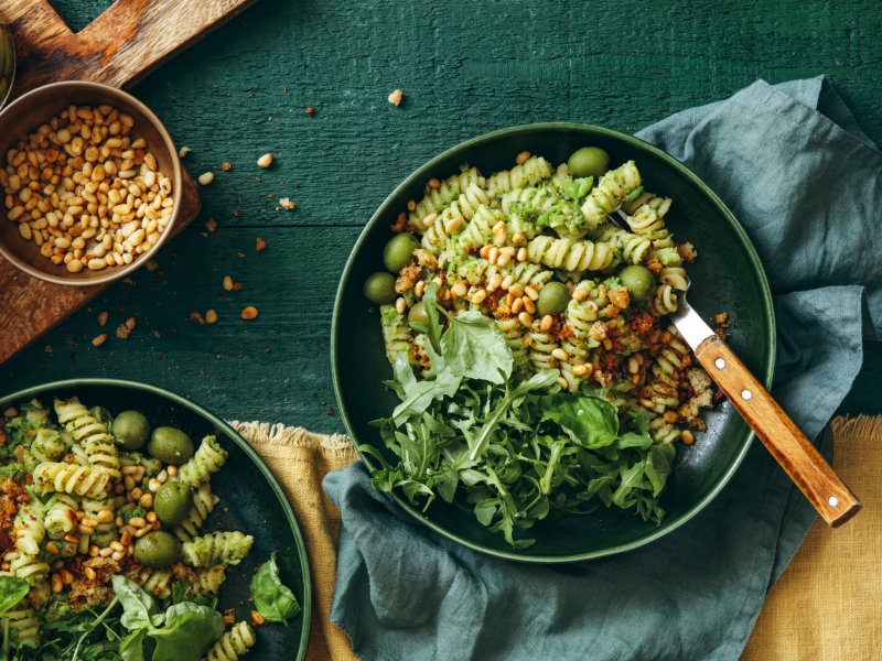 Pasta pesto-salade