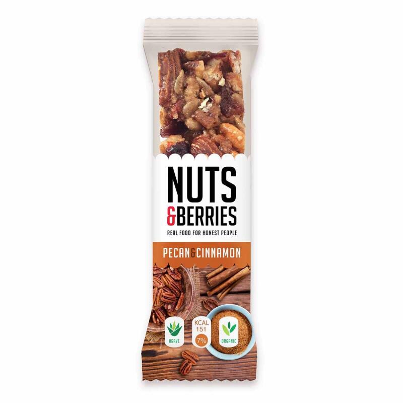 Recall Nuts & Berries Pecan Cinnamon nut bar 30gr