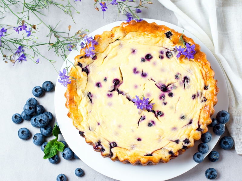 Cheesecake met blauwe bessen 