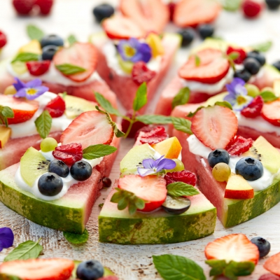 Zoete watermeloen pizza
