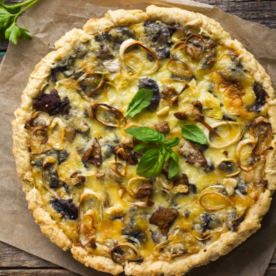 Quiche met prei en champignons