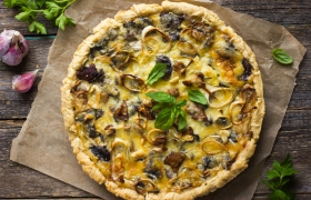 Quiche met prei en champignons