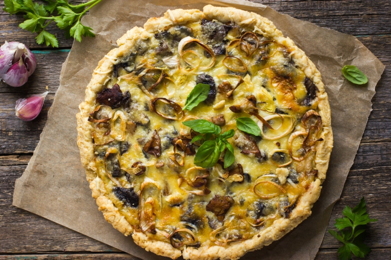 Quiche met prei en champignons