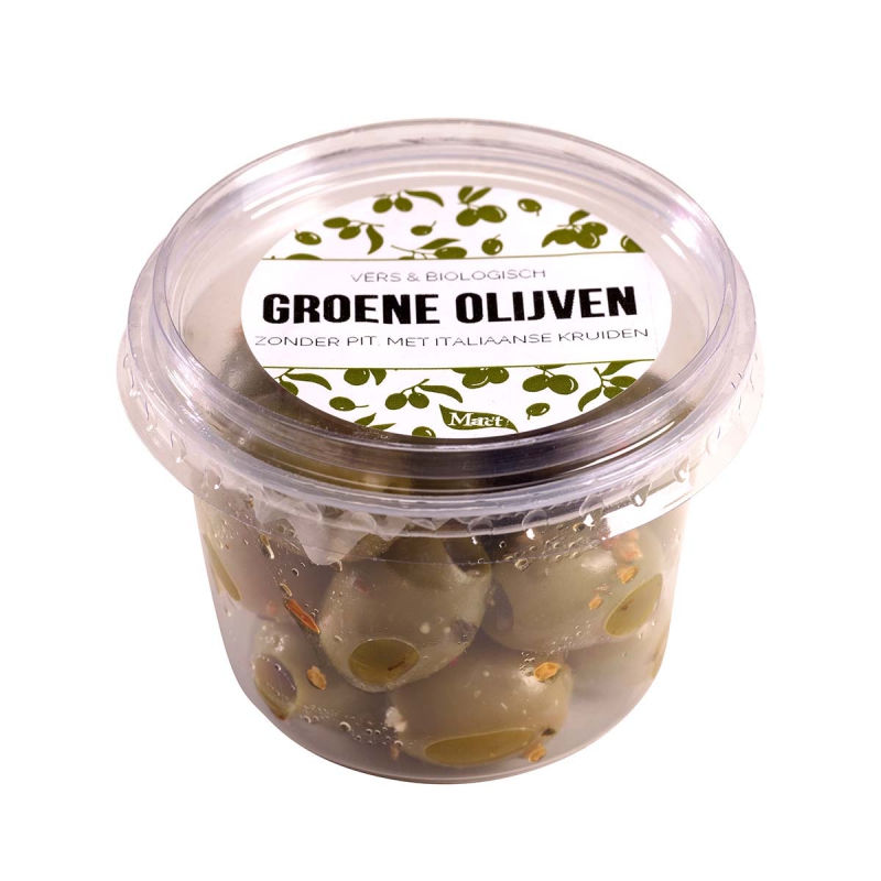 Olijven groen zonder pit italiaanse kruiden