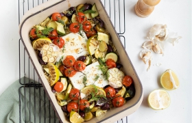 Griekse traybake met feta en orzo