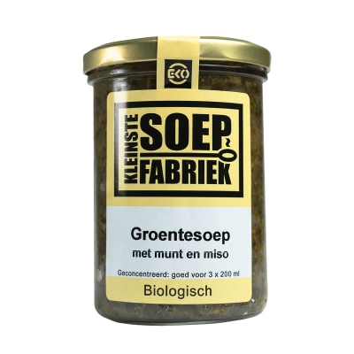 Groentesoep met munt+miso KLEINSTE SOEPFABRIEK