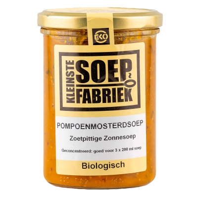 Pompoen mosterdsoep KLEINSTE SOEPFABRIEK