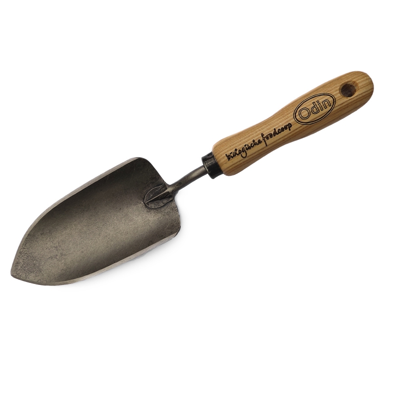 Gesmeed tuinschepje met 14 cm essen handvat