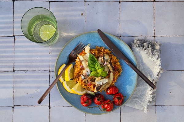 Afrikaanse jollof met venkel en sardientjes