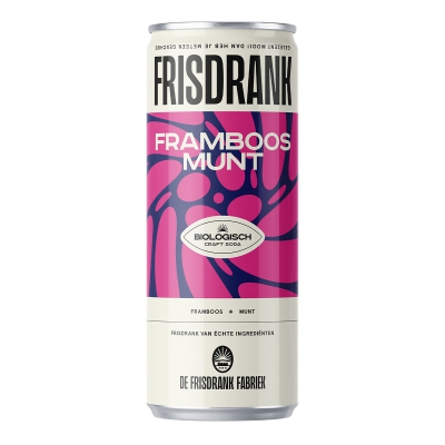Frisdrank framboos & munt (blikje) DE FRISDRANK FABRIEK