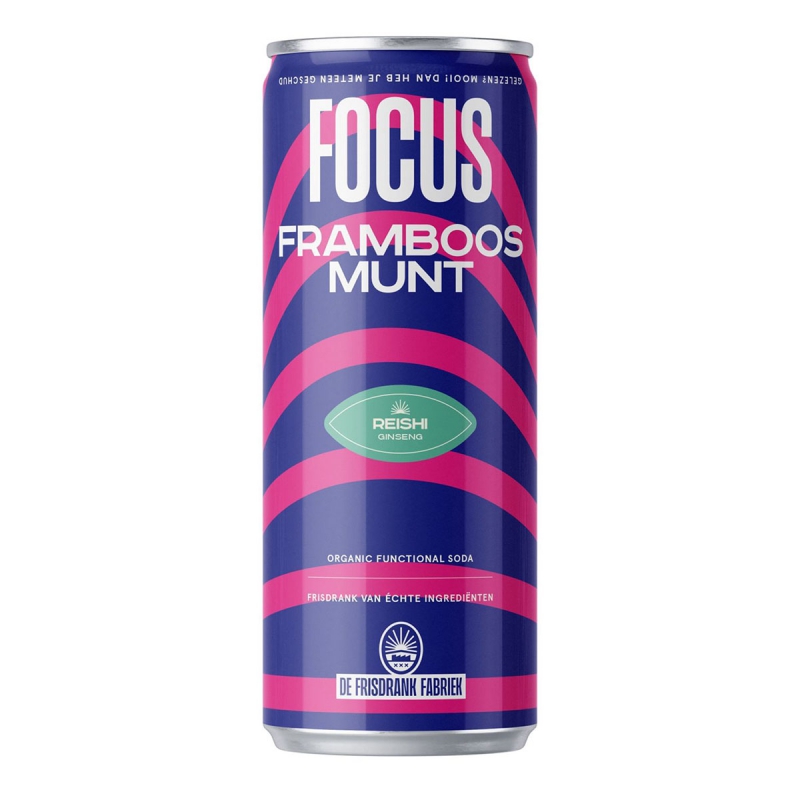 Frisdrank focus framboos & munt (blikje)