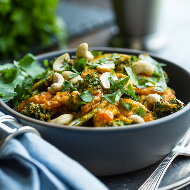 Thaise curry met groente en linzen