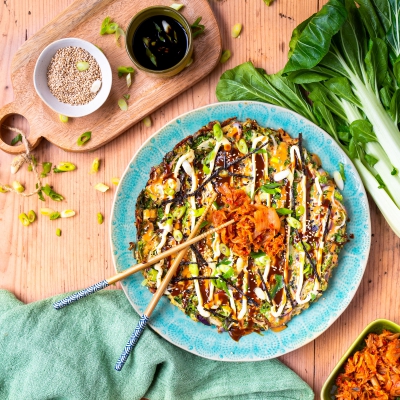 recept odin biologisch lente okonomiyaki paksoi kimchi