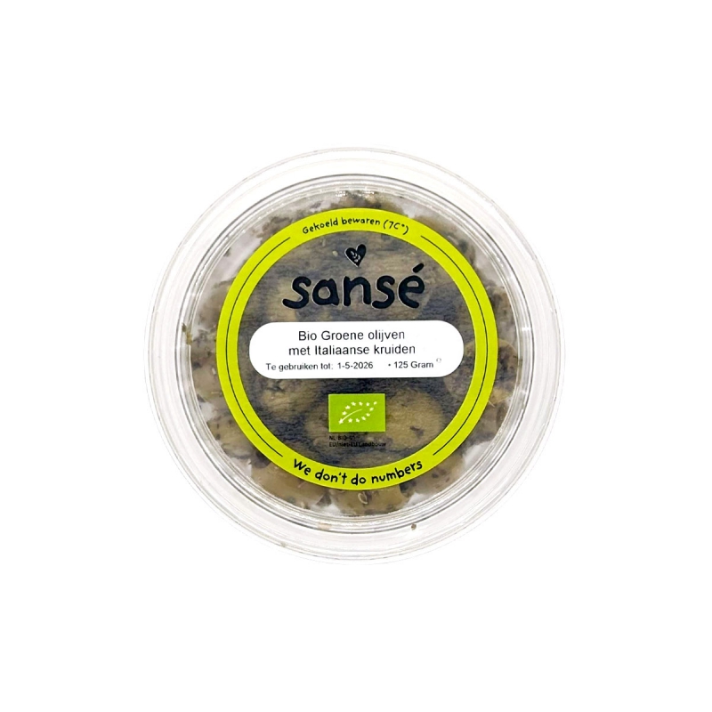 Groene olijven it kruiden