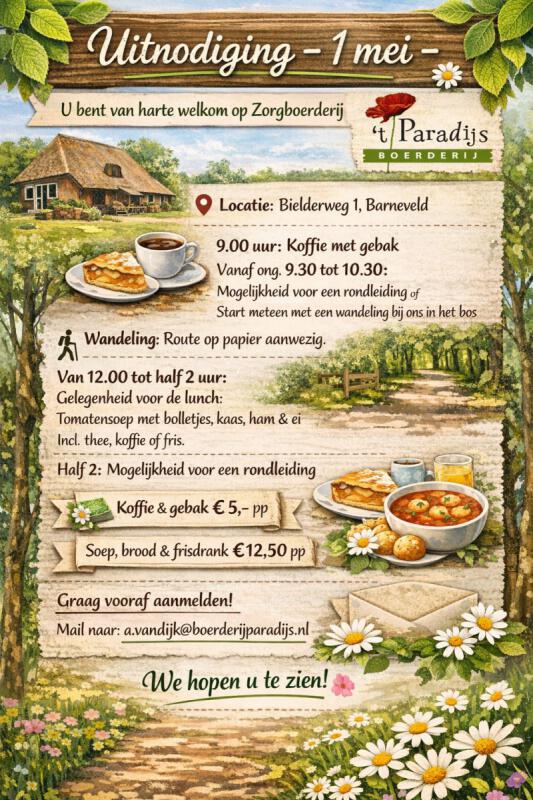 1 mei: Wandeling Zorgboerderij 't Paradijs