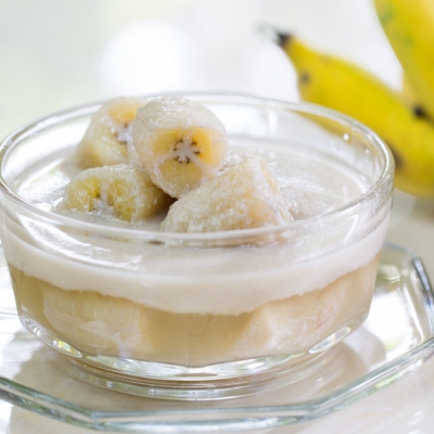 Karamelvla met bananencrème