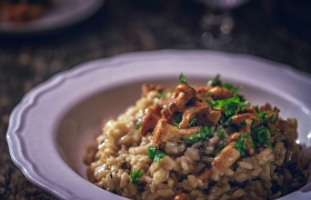 Zilverstelen met champignonrisotto