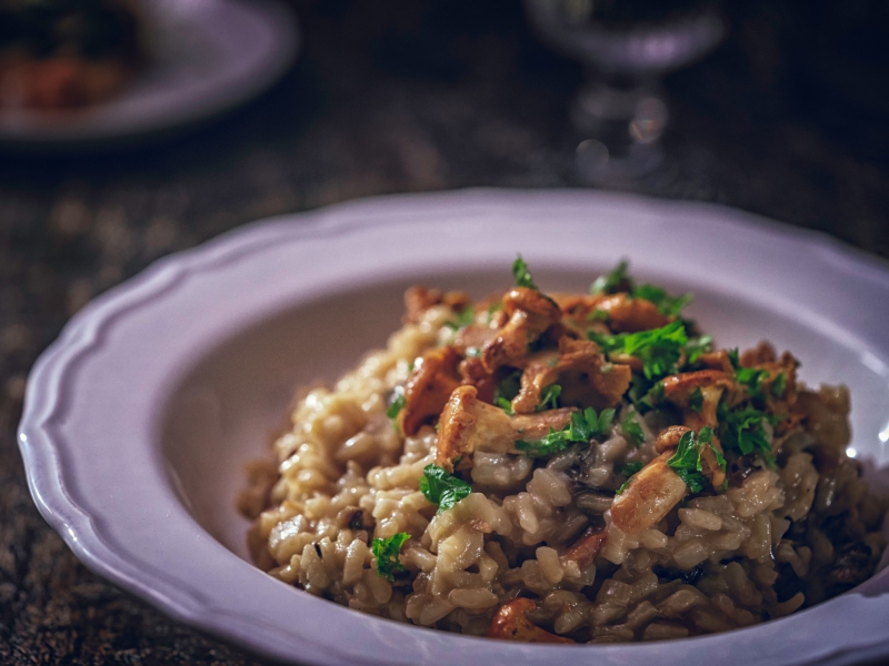 Zilverstelen met champignonrisotto