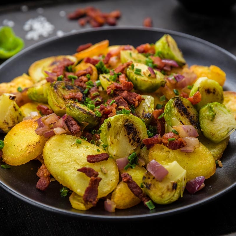 Spruitjes met spek en walnoten