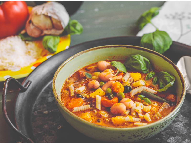 Italiaanse minestrone met borlottibonen