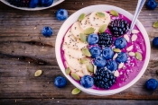 Blauwe bessen-ontbijtsmoothie