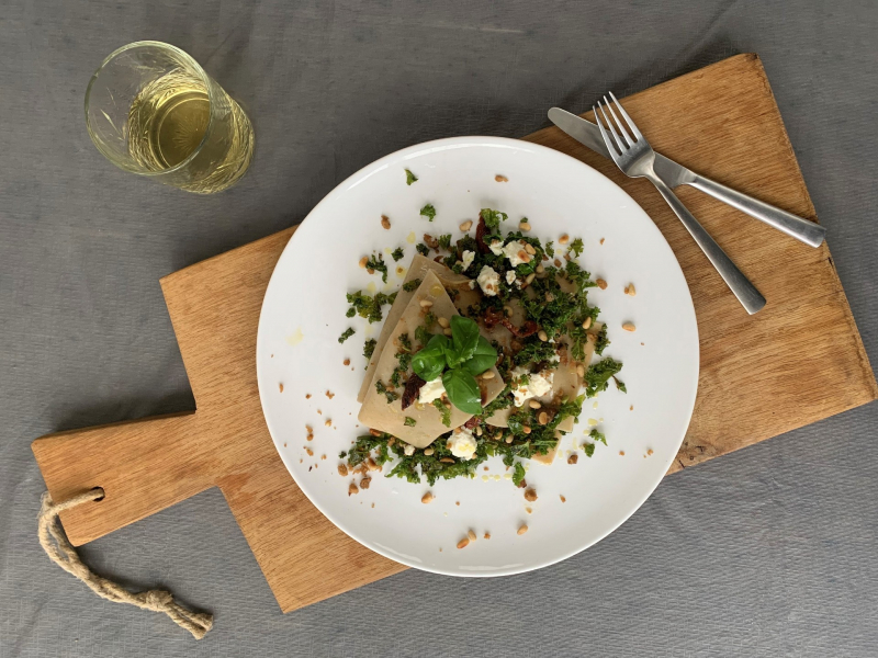 Open lasagne met boerenkool