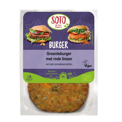 Burger groente rode linzen vegan SOTO